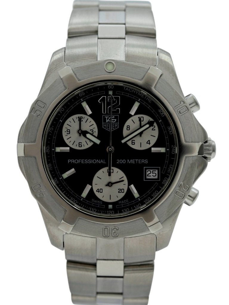 Tag Heuer 39mm Men's Exclusive 2000 Series Chrono Black Dial Watch! Ref: Cn111e! — image 6 of 8